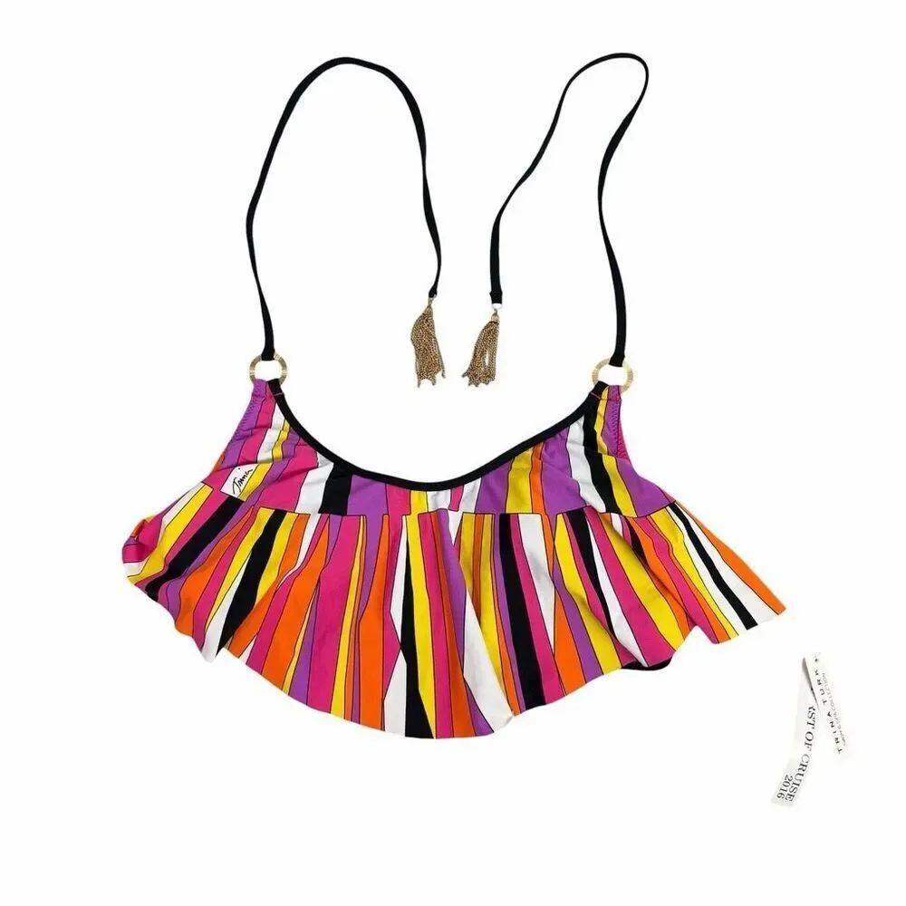 Trina Turk Pink Sunburst Cropped Bikini Top Size 8